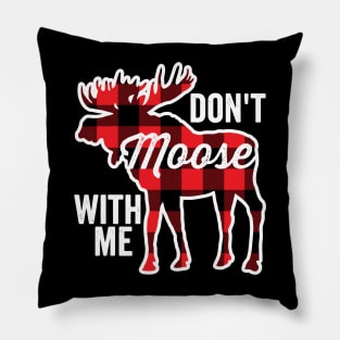 Don't Moose With Me Funny Animal Pun Plaid Pillow