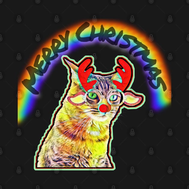 Rainbow Merry Christmas Cat by O.M design