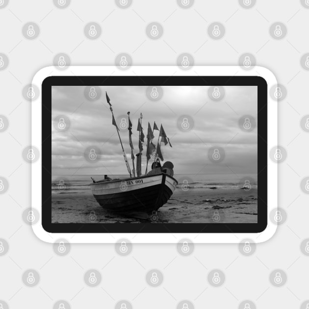 fishing boat, b&w Magnet by jomaot