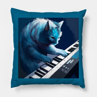 Blue Cat Plays Keyboard Pillow