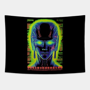 Retro Anime Sci-Fi Futuristic Robot Man - Nostalgic Cybernetic Hero Tapestry