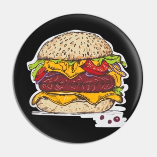 Illustrated juicy cheeseburger Pin