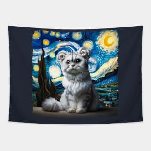 American Curl Starry Night Inspired - Artistic Cat Tapestry