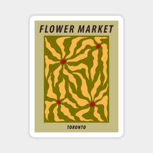 Flower market, Toronto, Autumn flowers art, Retro print, Indie decor, Groovy abstract flowers Magnet