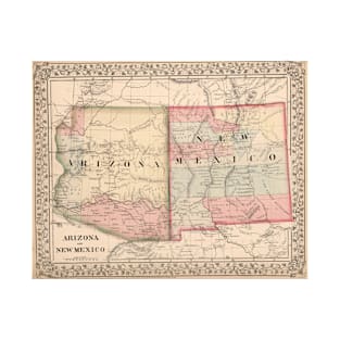 Vintage New Mexico and Arizona Map (1868) T-Shirt