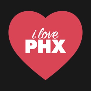 I Love PHX (Phoenix Airport Code) In Red Heart T-Shirt