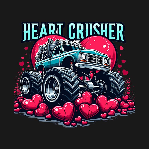 Heart crusher | funny monster truck Valentines by Dynasty Arts