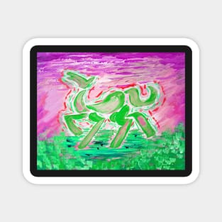 Abstract Horse Acrylic Painting - Watermelon Variant Magnet
