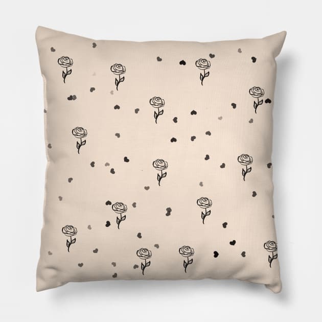 Valentine Rose Pattern Pillow by Xatutik-Art