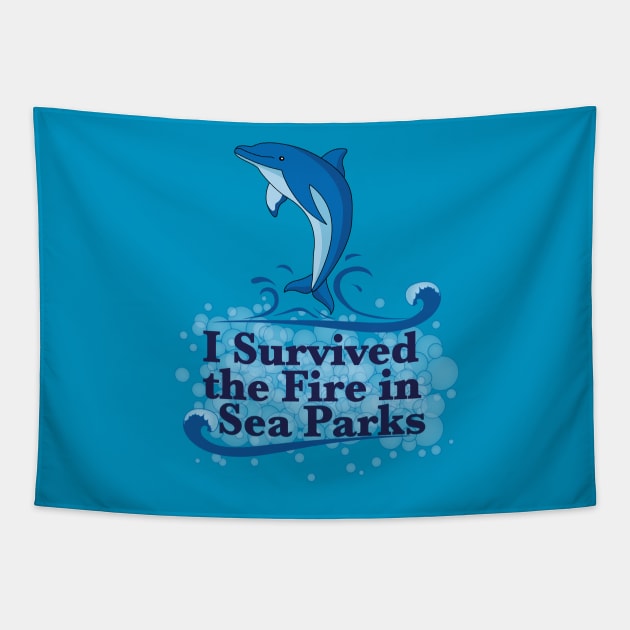 I survived the fire in sea parks Tapestry by innercoma@gmail.com