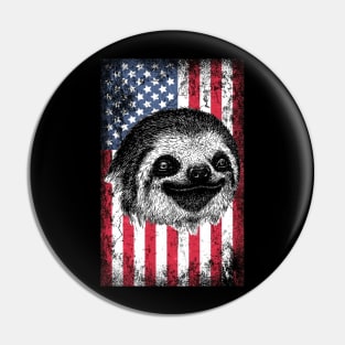 Patriotic Sloth American Flag Pin