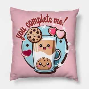 Cookie And Milk Love Kawaii Happy Cartoon Valentines Day Pillow