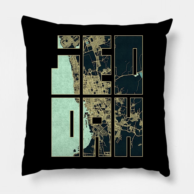 Jeddah, Hejaz, Saudi Arabia City Map Typography - Summer Pillow by deMAP Studio