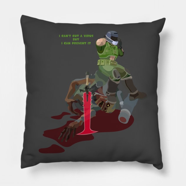 DOOM-19 is Coming Pillow by Tad