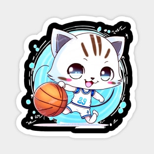 Basketball Kawaii Chibi Christmas Cat T-Shirt Magnet