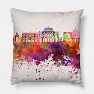 Catania skyline in watercolor background Pillow