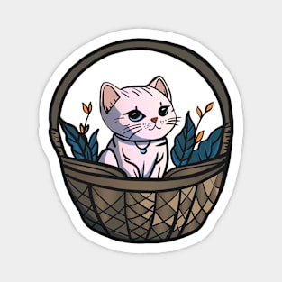 Pretty Kitty in a Basket Magnet