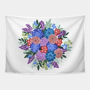 Red, Purple and Blue Floral bouquet Tapestry