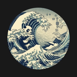 Panda the great wave off Kanagawa inside T-Shirt