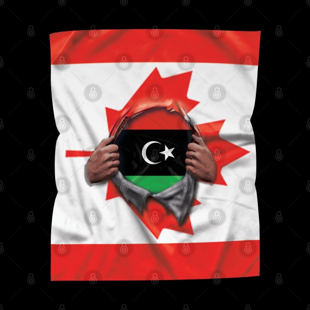 Libya Flag Canadian Flag Ripped - Gift for Libyan From Libya by Country Flags