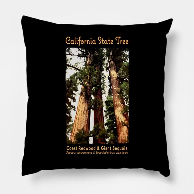 State Tree of California - Redwood, Sequoia Big Trees Pillow by jdunster