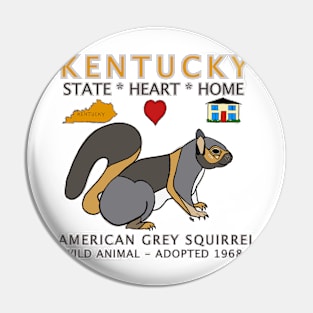 Kentucky - American Grey Squirrel - State, Heart, Home - State Symbols Pin