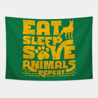 Eat Sleep save animals Repeat pet paw Tapestry