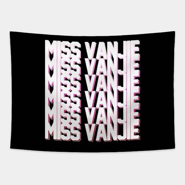 Miss Vanjie! (7) - White Text On Pink Gradient Shadow BackDrop Tapestry by mareescatharsis