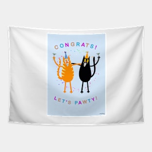 Funny Party Cats Celebration Tapestry