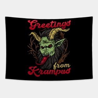 Greetings from Krampus - Ugly Christmas Demon Gift Tapestry