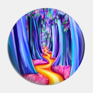 Psychedelic Trippy Tree Forest Path Pin