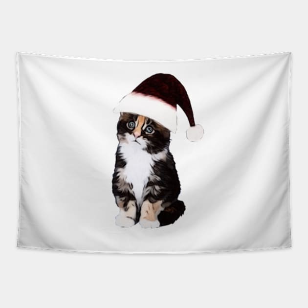 Christmas Cat In A Hat Art Tapestry by NikkiBear67