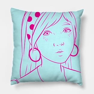 pop art girl outline Pillow