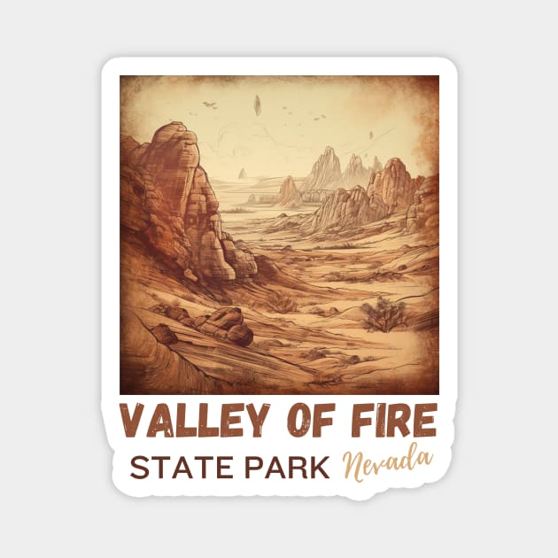 Valley Of Fire State Park Nature Lover Vintage Travel Adventure T-Shirt Magnet by Imou designs