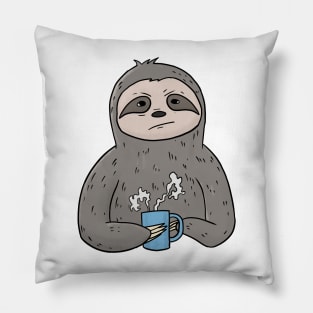 Grumpy Sloth with Coffee Morning Grouch Pillow