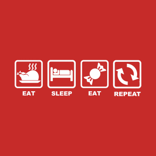 Eat Sleep Eat Repeat- Funny Christmas Design T-Shirt