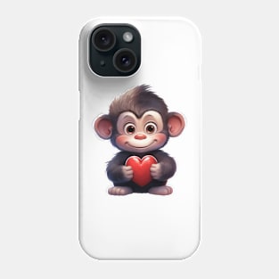 Valentine Monkey Holding Heart Phone Case