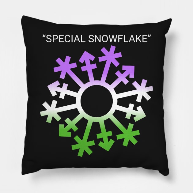 Gender "Special Snowflake" - Genderqueer Flag Colors Pillow by GenderConcepts