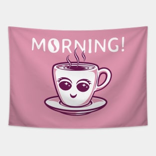 Cute Morning Coffee (pink and white) Tapestry