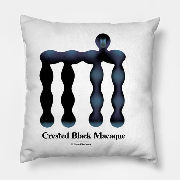 Bold monkey print "Crested black macaque" Pillow by RockPaperScissors