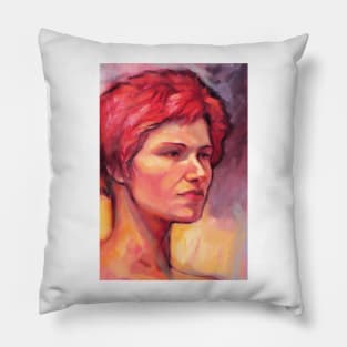 The Girl with Red Hair Pillow