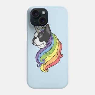 Frenchie with Rainbow mane and unicorn horn Phone Case