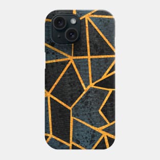 Trendy grey graphic design with golden lines Phone Case