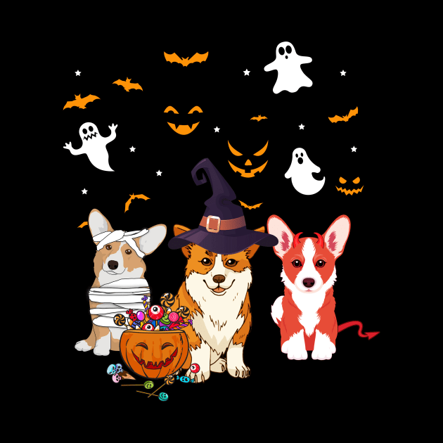 Funny Three Corgi Halloween Gift by Bensonn