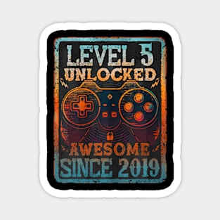 Level 5 Unlocked 5 Year Old 5Th Birthday Gamer Boys Kids Magnet