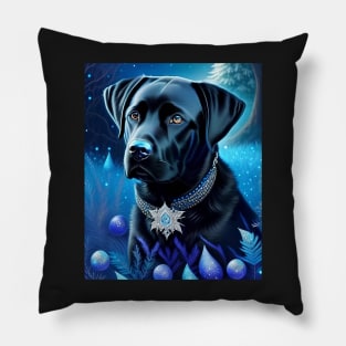 Black Labrador Blue Glow Pillow