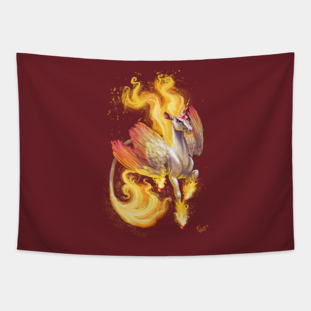 Winged Fire Unicorn Tapestry by Unicornarama