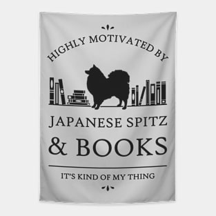 Highly Motivated by Japanese Spitz and Books Tapestry