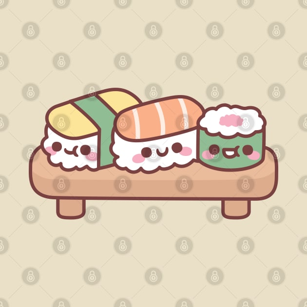 Cute Japanese Sushi Trio, Egg, Salmon and Maki by rustydoodle