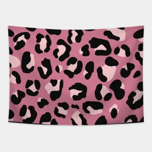 Black, Pink & Blush Pink Leopard Print Tapestry